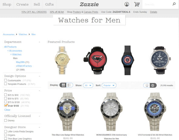 Zazzle Custom Mens Watches
