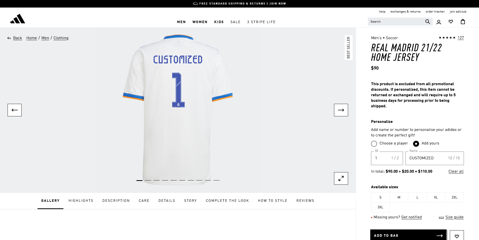 adidas Custom Real Madrid Home Jersey